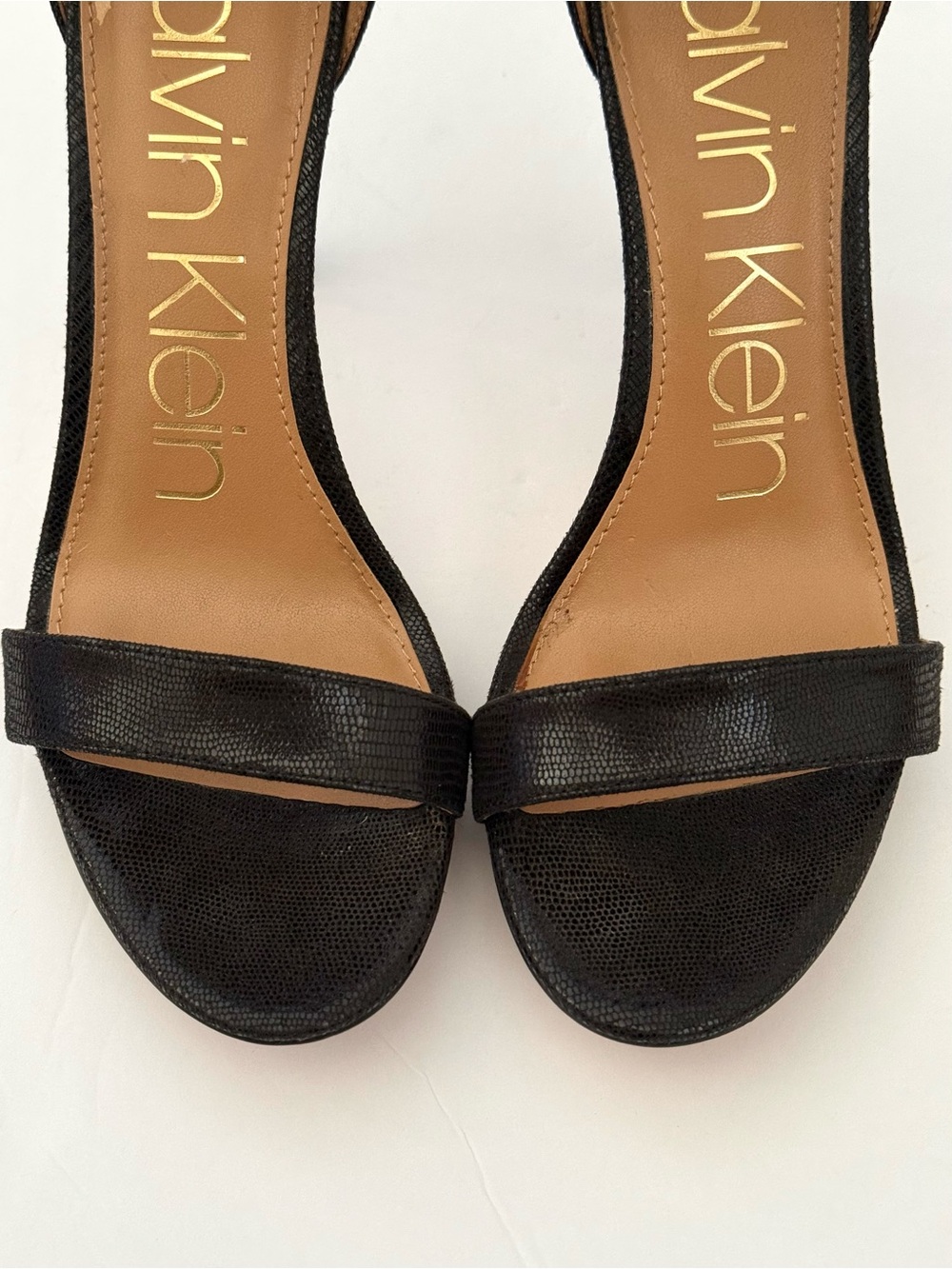 Calvin Klein Black Ankle Strap Heels Approx. Sz 8.5 Size Missing - Picture 12 of 12